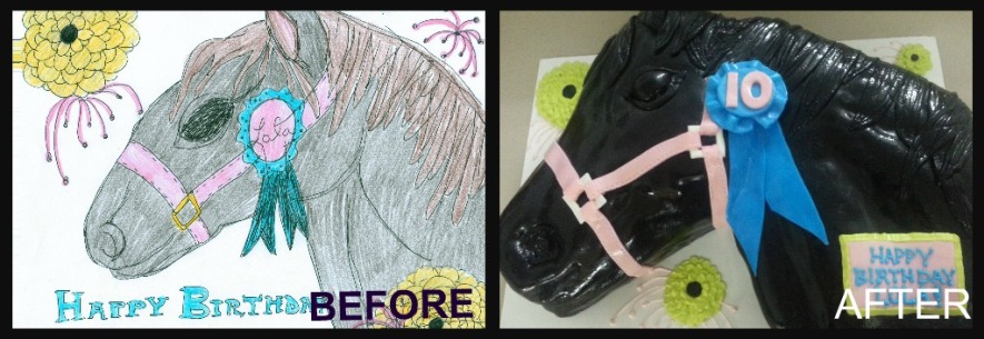 BEFORE AFTER HORSE CAKE